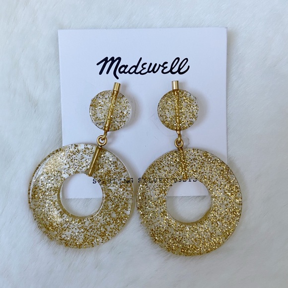 MADEWELL | Gold Glitter Statement Earrings - Picture 4 of 6